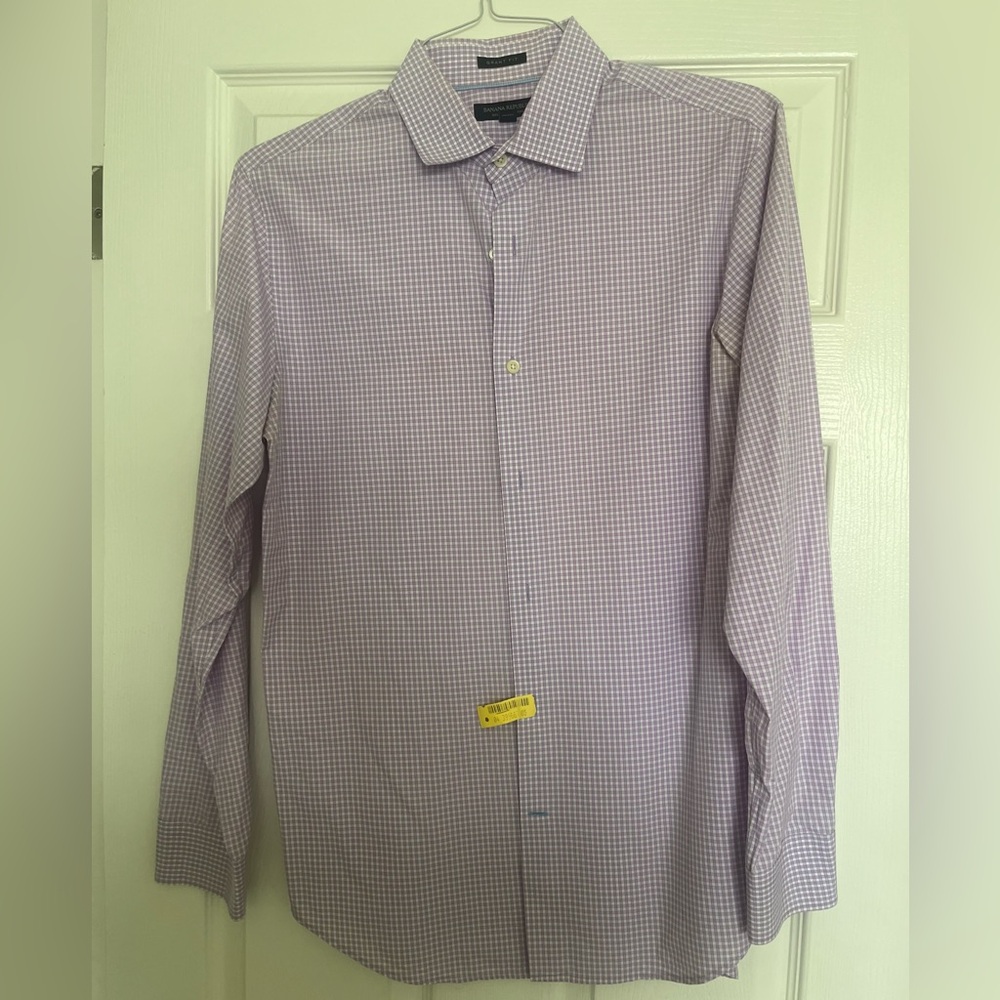 Banana Republic Men’s Lavender Checkered Dress Shirt